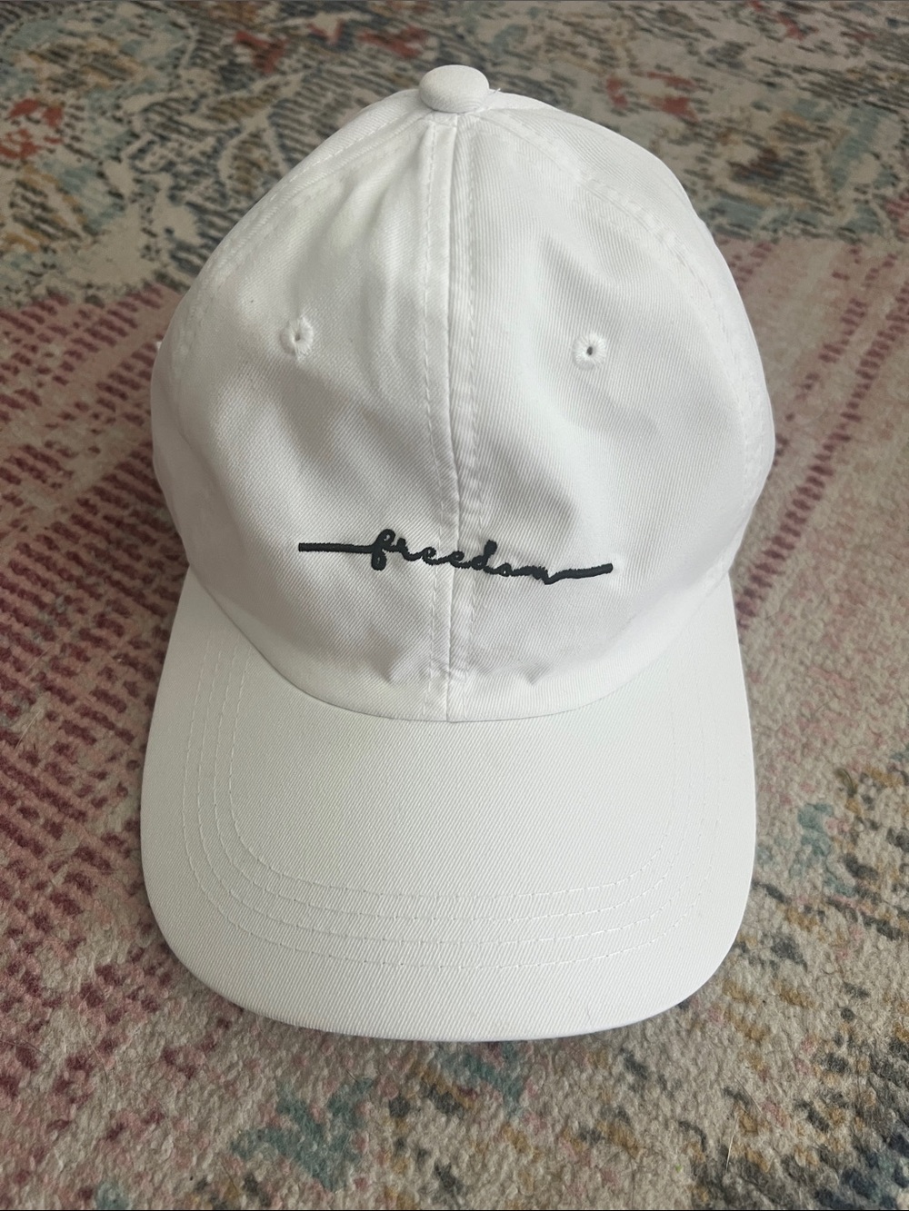 White 'freedom' Embroidered  unisex Baseball Cap